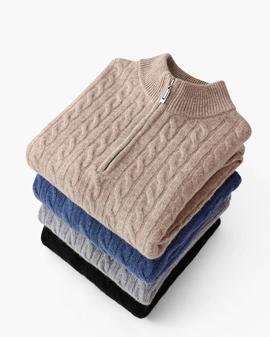 100% Cashmere Woven Half Zip Parijan