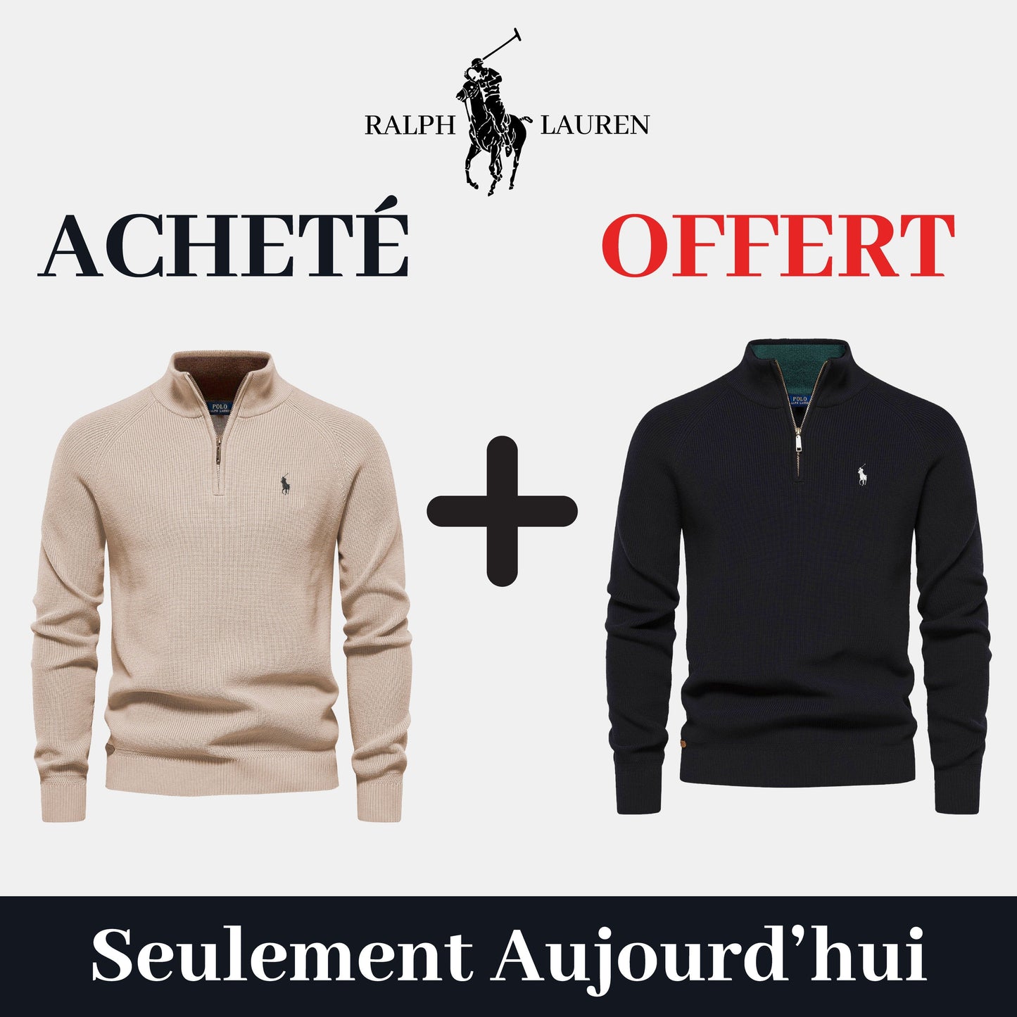 1+1 Zip Neck Sweater (CLEARANCE) Parijan Black S