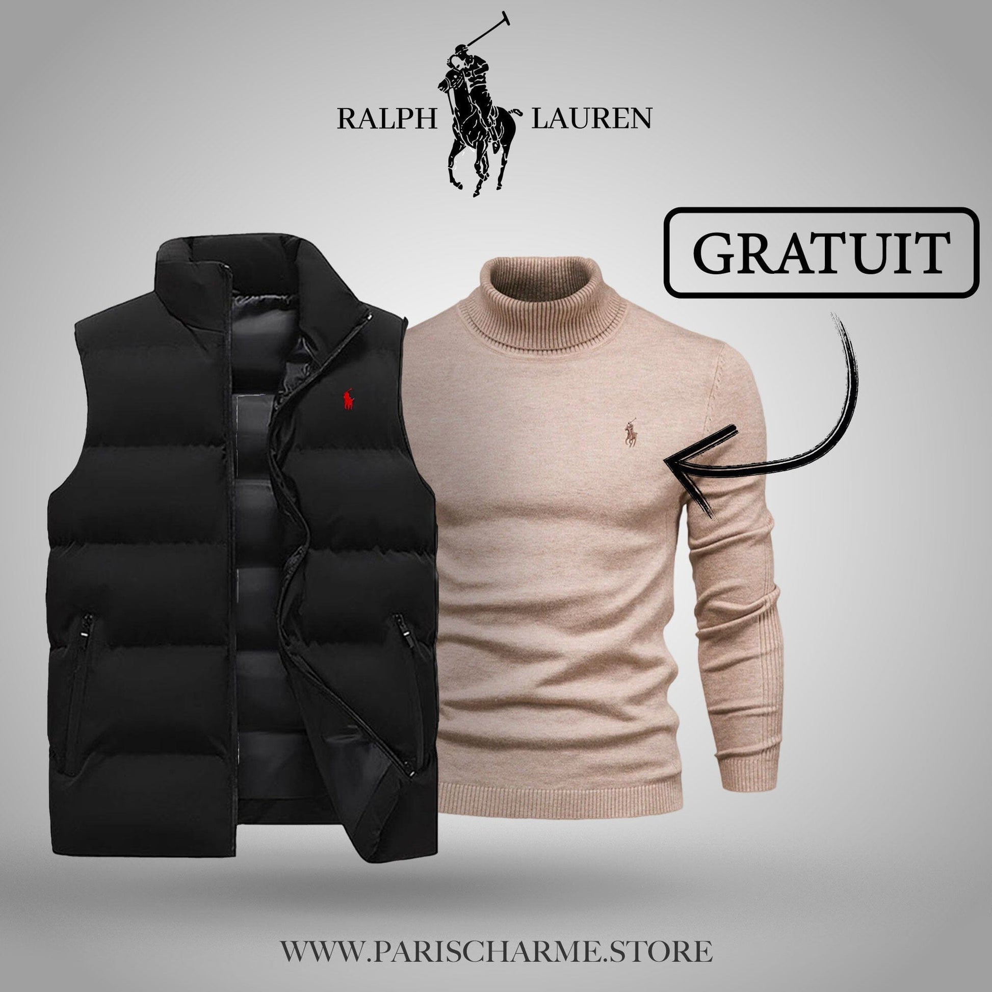 Vest + Free Sweater (CLEARANCE) Parijan Black Beige M