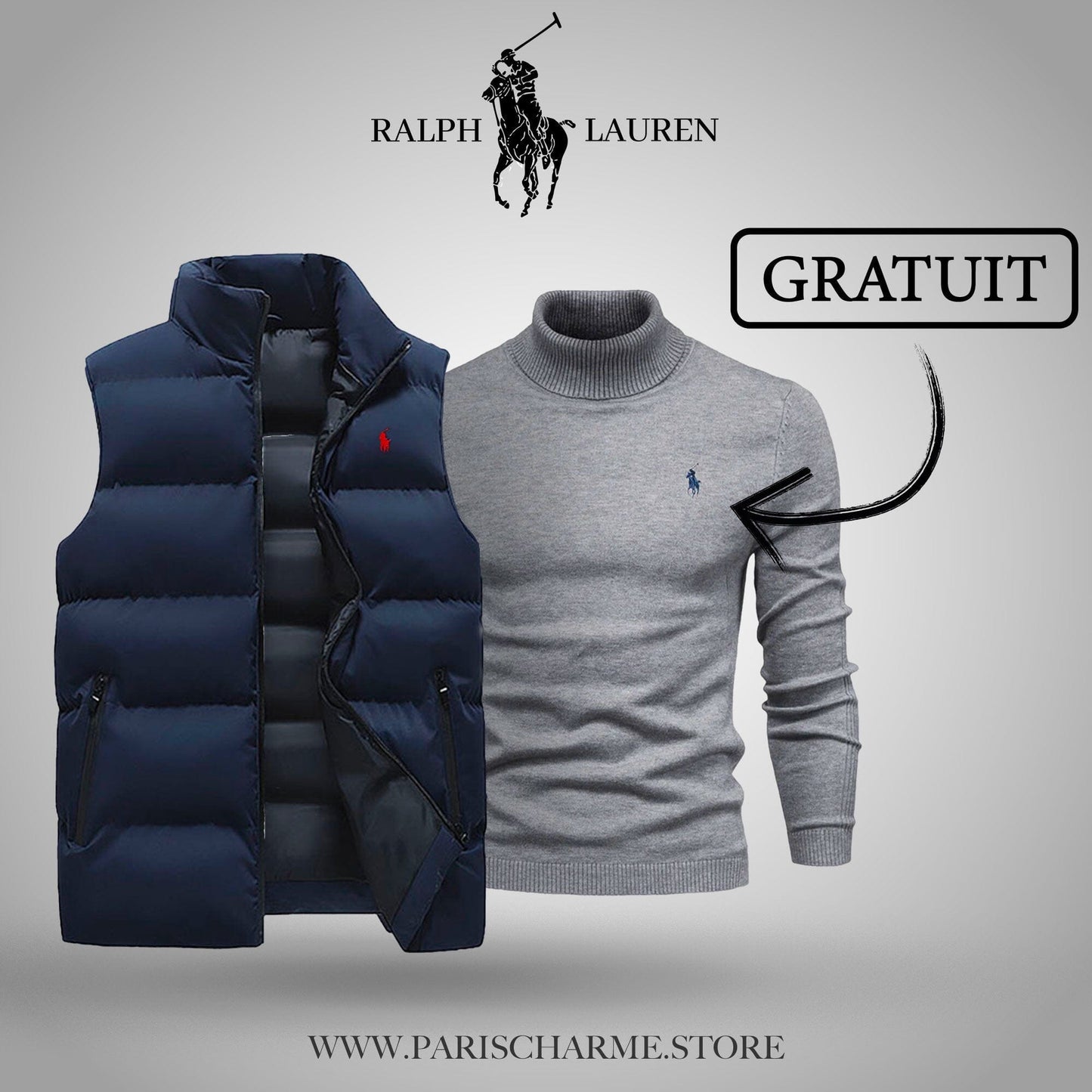 Vest + Free Sweater (CLEARANCE) Parijan Blue Gray M