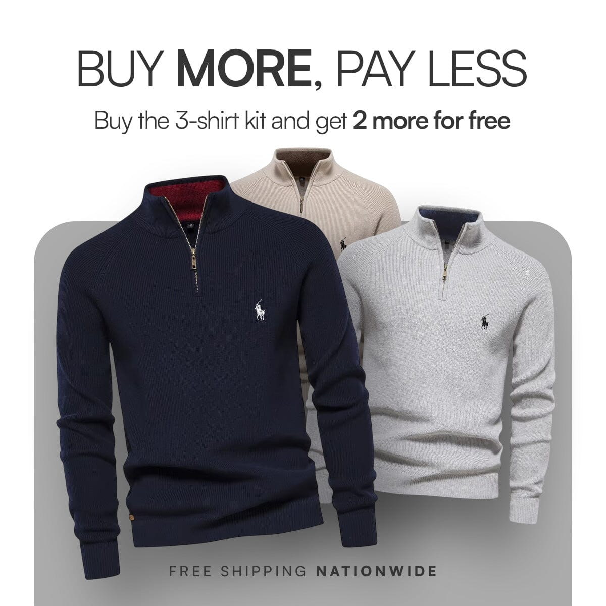 Zipped Collar Sweater + Free Watch Parijan