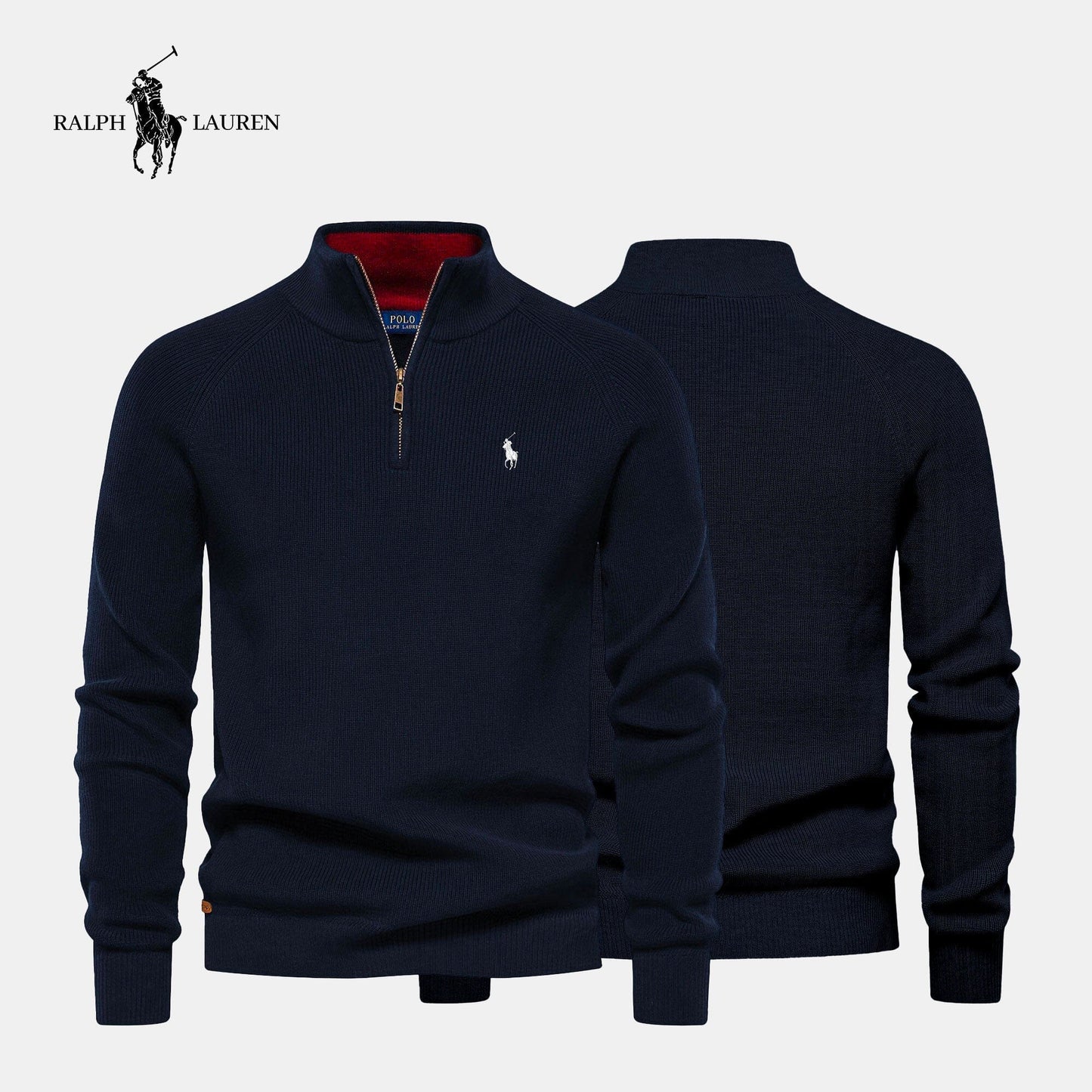 Zipped Collar Sweater + Free Watch Parijan Blue S