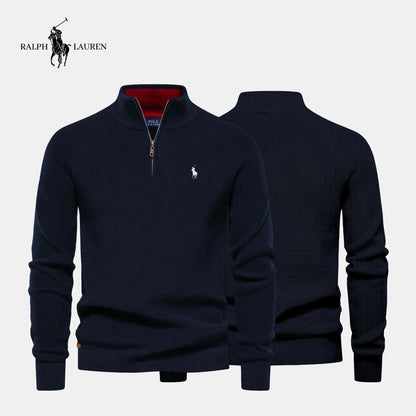 Zipped Collar Sweater + Free Watch Parijan Blue S